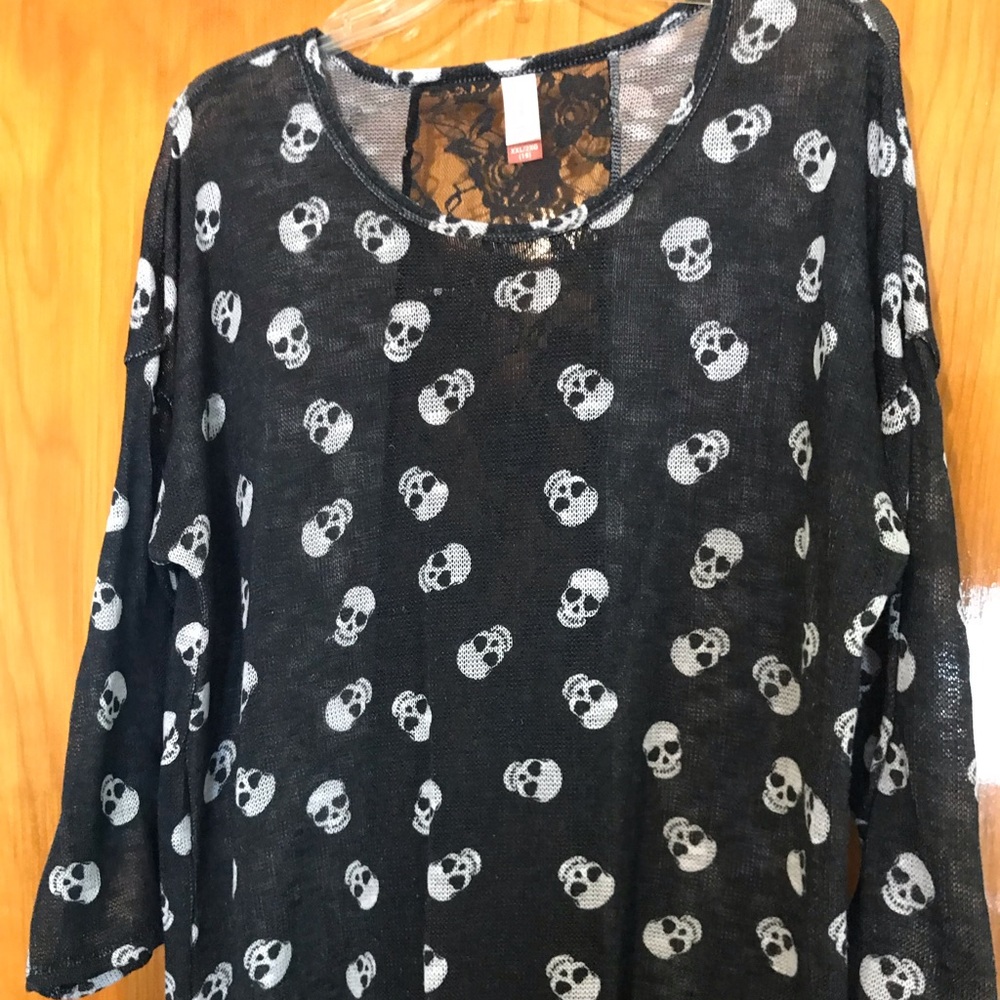 Skull Print Knit Sweater